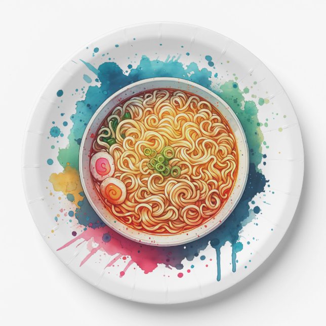 A Bowl of Ramen Noodles Paper Plates (Front)