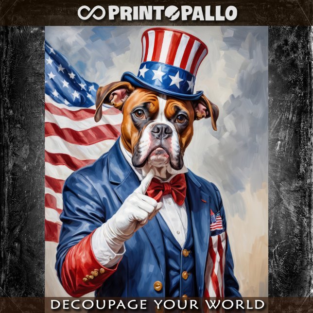 A boxer dog as Uncle Sam with USA flag -  Tissue Paper (Creator Uploaded)
