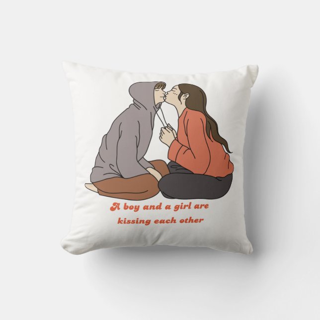 A boy and a girl are kissing each other throw pillow (Front)