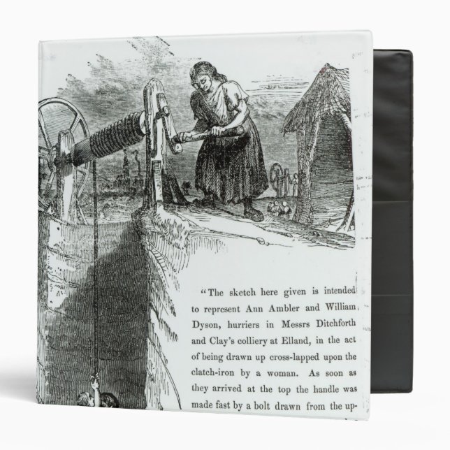 A boy and girl being wound up a mine shaft binder (Front/Inside)