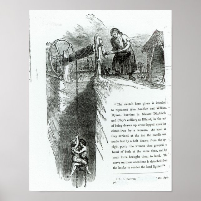 A boy and girl being wound up a mine shaft poster (Front)