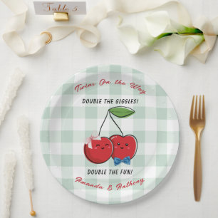 A Boy and Girl Twins Baby Shower Paper Plates