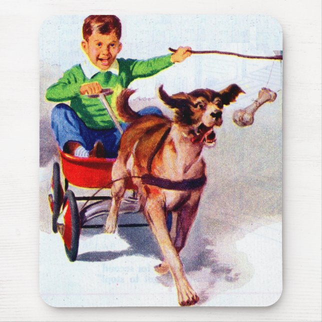 A boy and his dog cart mouse pad (Front)