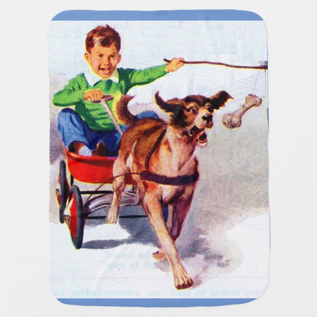 A boy and his dog cart receiving blanket (Front)