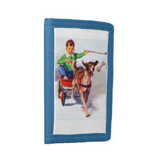 A boy and his dog cart trifold wallet