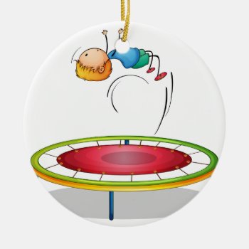 A Boy Playing Trampoline Ceramic Ornament by GraphicsRF at Zazzle