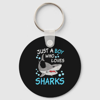 A boy who loves sharks funny ocean animal shark keychain