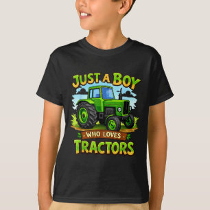 A boy who loves tractors funny farm kid birthday  T-Shirt