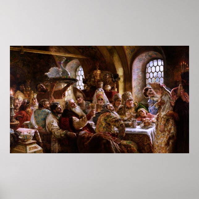 A Boyar Wedding Feast by Konstantin Makovsky Poster (Front)