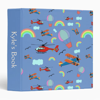 A Boys Flying Pattern on Blue 3 Ring Binder