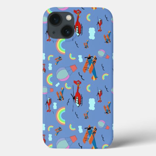 A Boys Flying Pattern on Blue iPhone 13 Case
