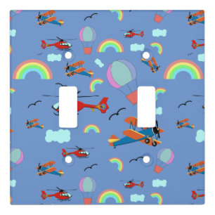 A Boys Flying Pattern on Blue Light Switch Cover