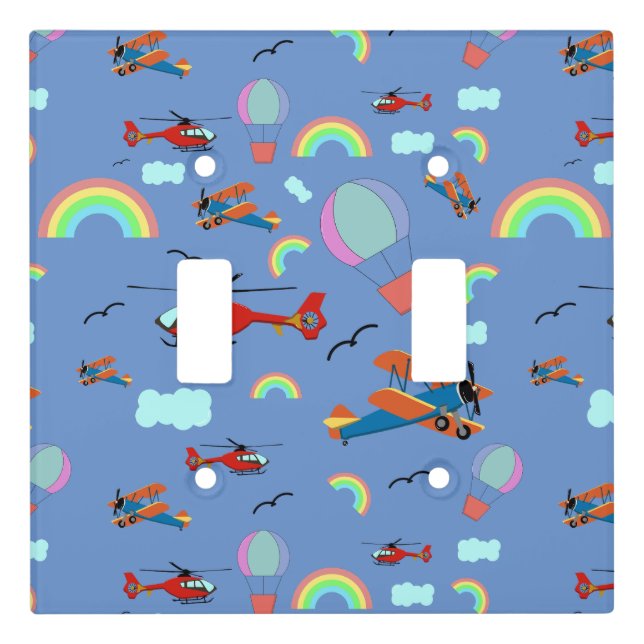 A Boys Flying Pattern on Blue Light Switch Cover (Front)