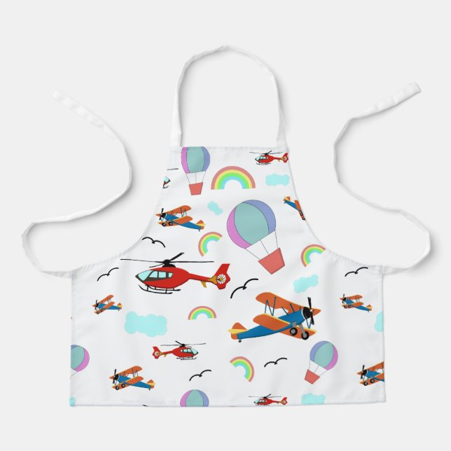 A Boys Flying Pattern on White Apron (Front)