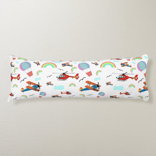 A Boys Flying Pattern on White Body Pillow