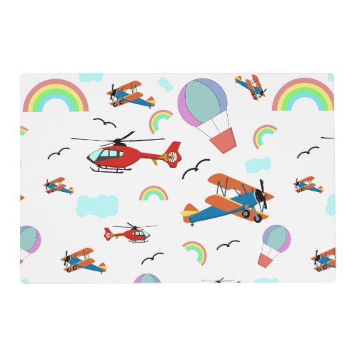 A Boys Flying Pattern on White Placemat
