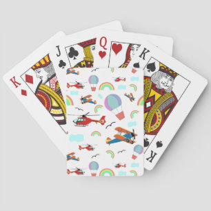 A Boys Flying Pattern on White Poker Cards