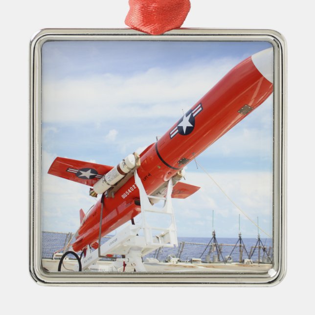 A BQM-74E Chukar drone ready for launch Metal Ornament (Front)