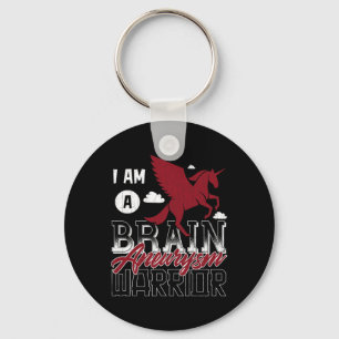 A Brain Aneurysm Warrior Awareness Support Graphic Keychain