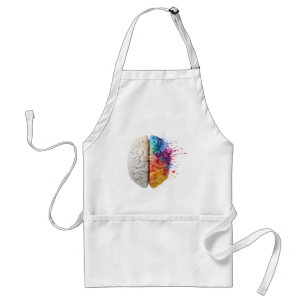A brain divided between logical and creative sides adult apron