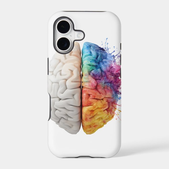 A brain divided between logical and creative sides iphone case (Back)