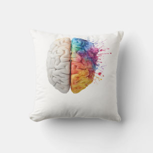 A brain divided between logical and creative sides throw pillow