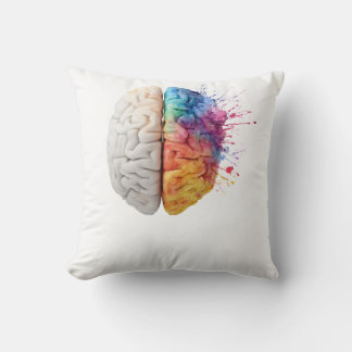 A brain divided between logical and creative sides throw pillow