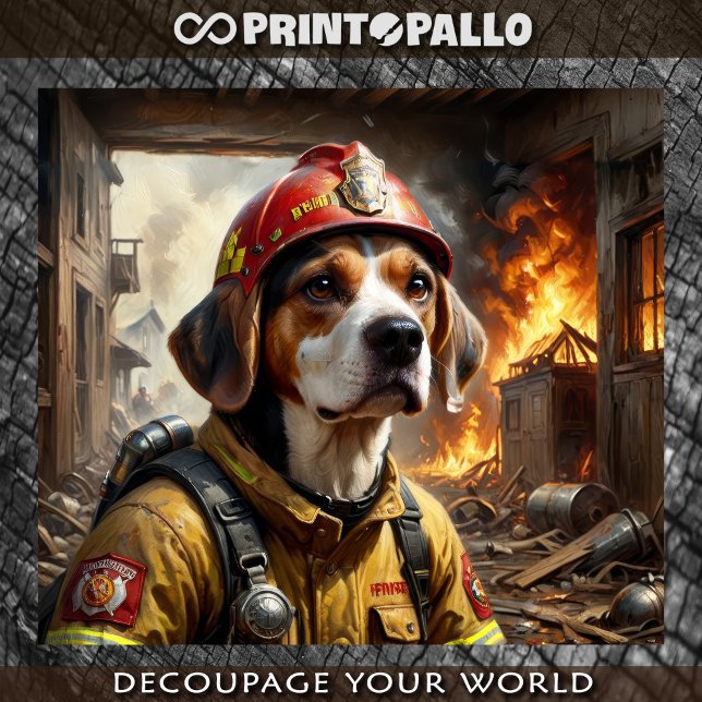 A brave Beagle dog act as Firefighter -  Tissue Paper (Creator Uploaded)