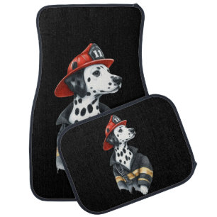 A brave Dalmatian fireman in a heroic pose Car Floor Mat