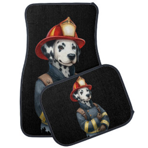 A brave Dalmatian fireman ready for action Car Floor Mat