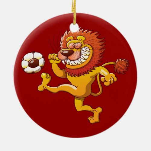 A Brave Lions the Top Scorer of the Soccer League Ceramic Ornament