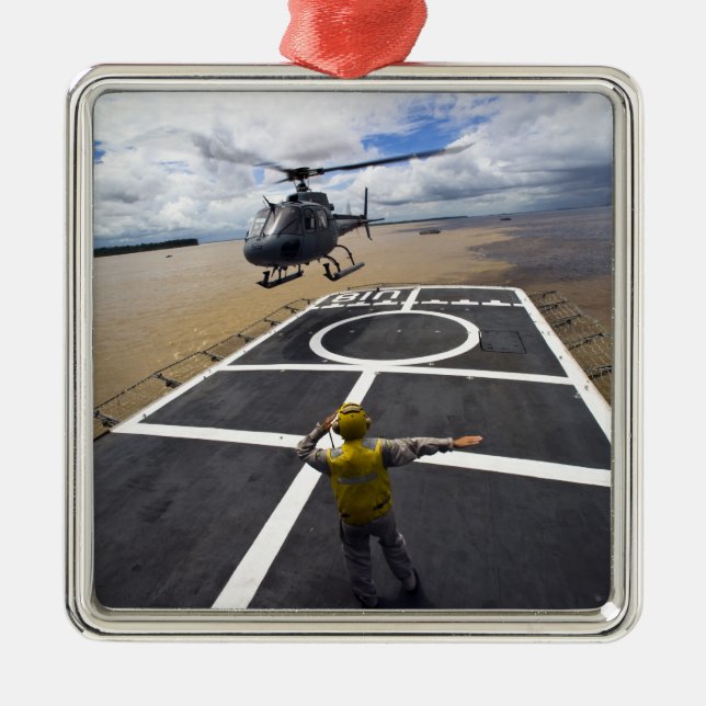 A Brazilian Eurocopter prepares to land Metal Ornament (Front)