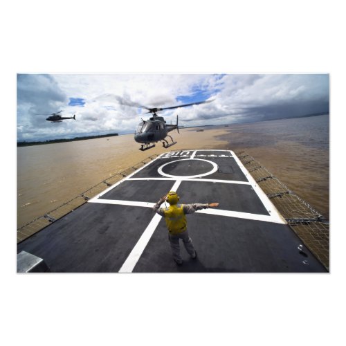 A Brazilian Eurocopter prepares to land Photo Print