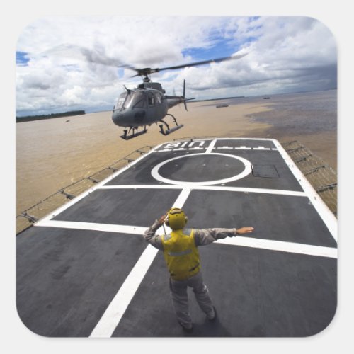 A Brazilian Eurocopter prepares to land Square Sticker