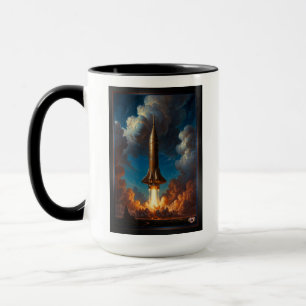 A Breathtaking Retro Fusion Rocket Launch Mug
