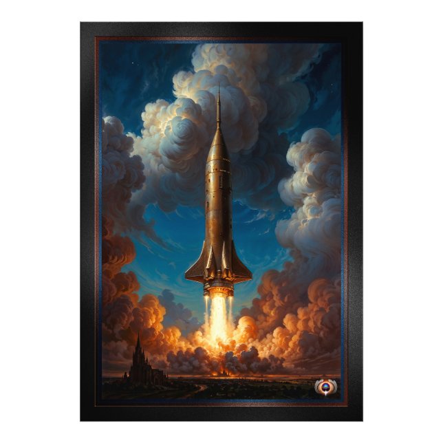 A Breathtaking Retro Fusion Rocket Launch Photo Print (Front)