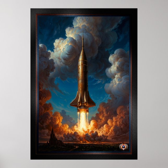 A Breathtaking Retro Fusion Rocket Launch Poster (Front)
