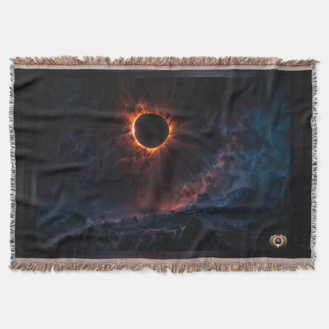 A Breathtaking Solar Eclipse AI Art by Xzendor7 Throw Blanket (Front)