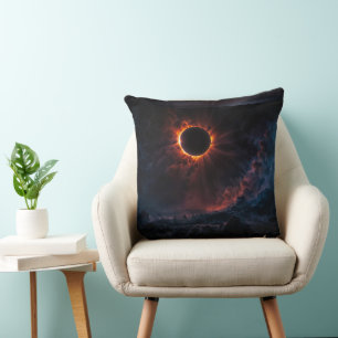 A Breathtaking Solar Eclipse AI Art by Xzendor7 Throw Pillow