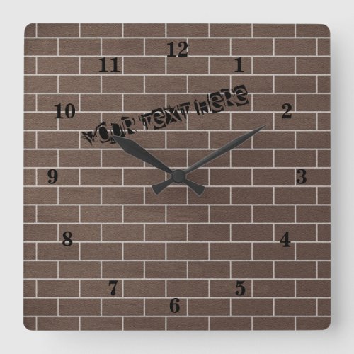 A Brick Wall _ Add Your Special Text  Logo  Name Square Wall Clock