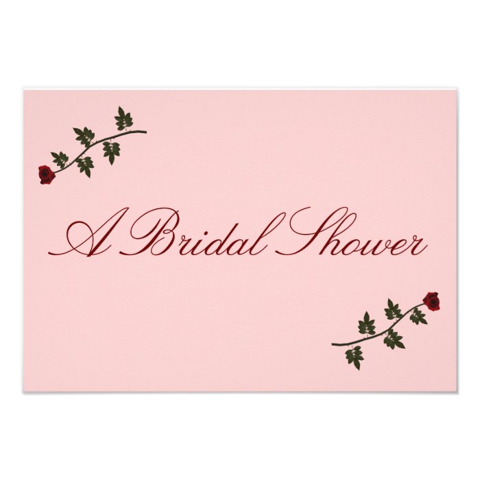 Bridal Shower   Two Red Long Stem Roses Personalized Announcements