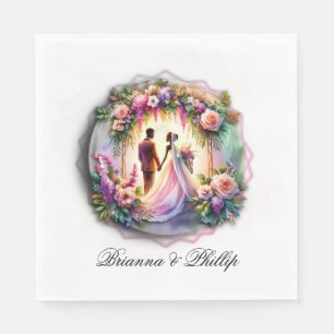 A Bride and Groom Moonlight Floral Wedding  Napkins