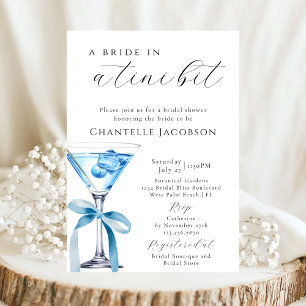A Bride In A Tini Bit Blue Martini Bridal Shower Invitation