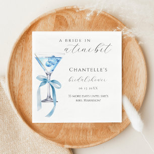 A Bride In A Tini Bit Blue Martini Bridal Shower Napkins