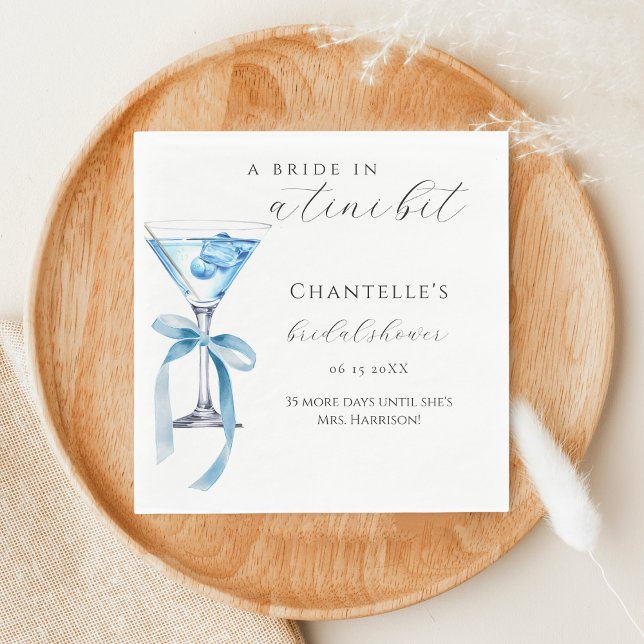 A Bride In A Tini Bit Blue Martini Bridal Shower Napkins (Creator Uploaded)