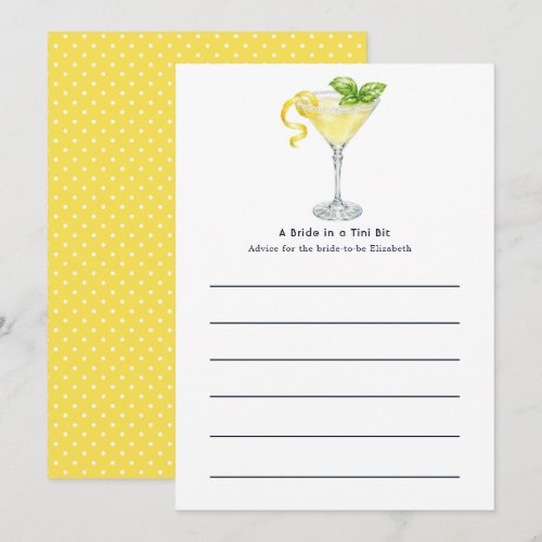A Bride in a Tini Bit Lemon Martini Hamptons Bach Advice Card