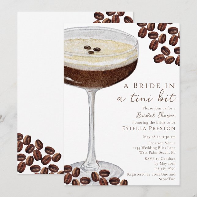 Striscione Decorativo "A Bride In A Tini Bit" Per Addio Al Nubilato A Tema Espresso Martini – Colore Verde, Cartoncino Premium Con Nastri, 3m