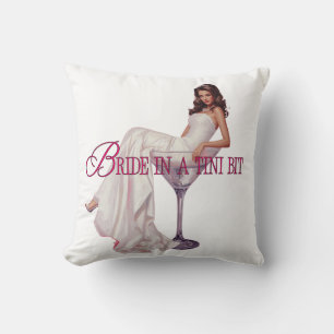 A Bride in a Tini Bit – Martini Glass Bride Throw Pillow