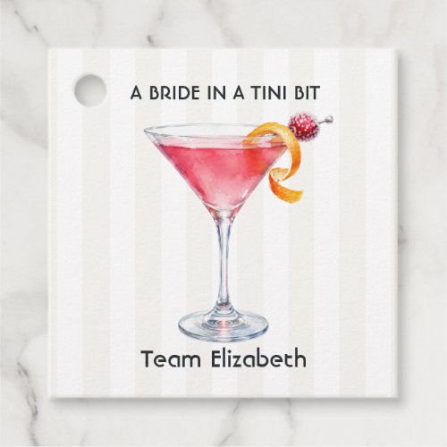 A Bride in a Tini Bit Pink Martini Bachelorette Favor Tags