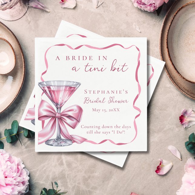 A Bride In A Tini Bit Pink Martini Bridal Shower Napkins (Creator Uploaded)